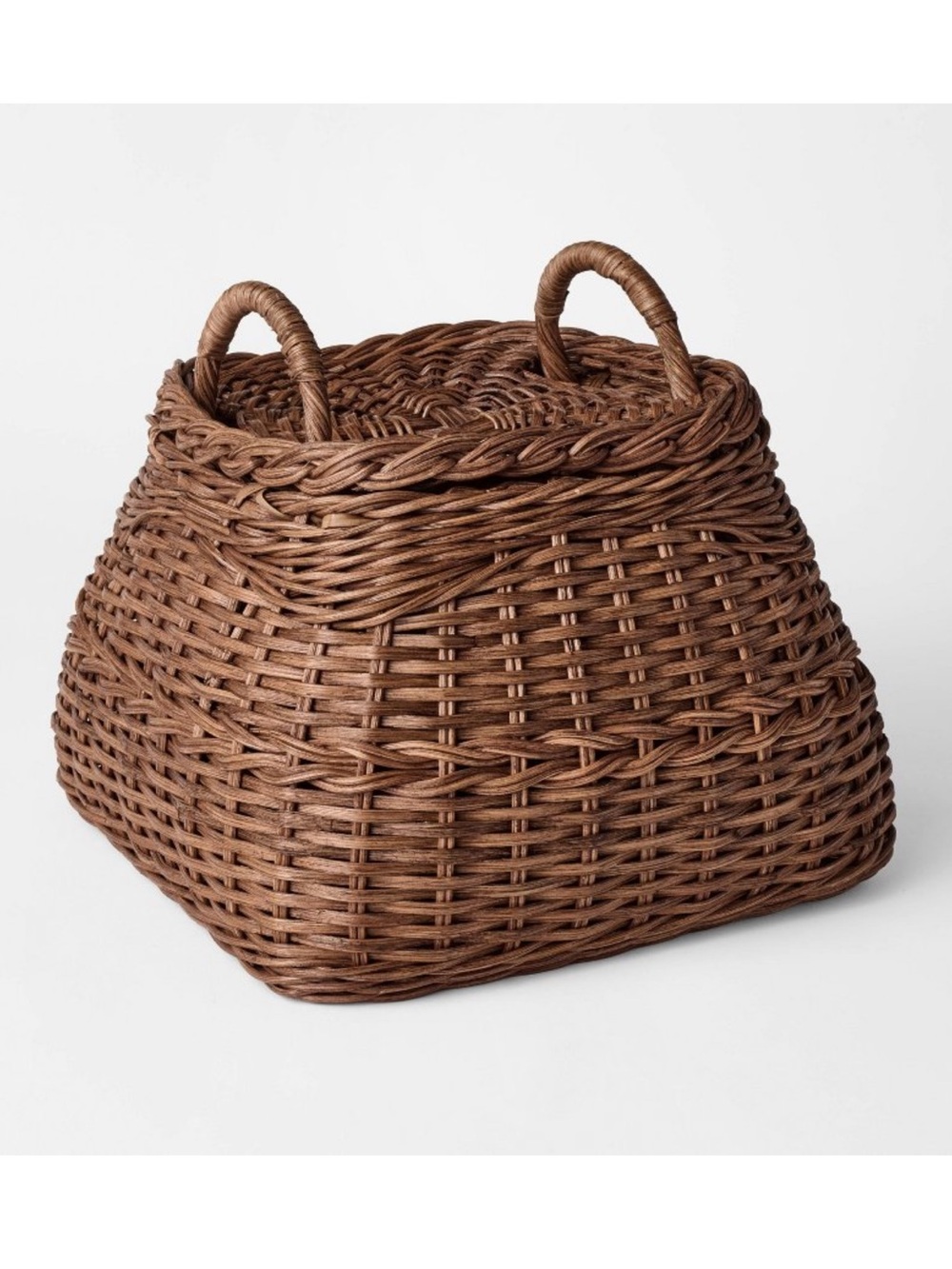 Threshold x Studio Mcgee Square Rattan Basket Dark Brown with Lid